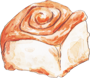 Watercolor Cinnamon Bun Pastry Dessert